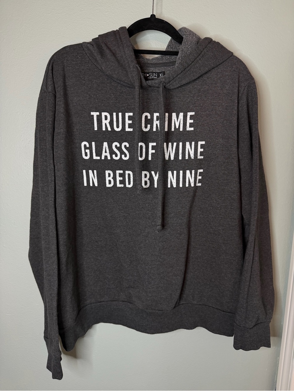 Fifth Sun Dark Gray Crewneck Hoodie with White Text